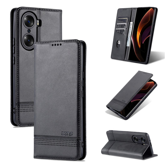 For Honor 60 Pro AZNS Magnetic Calf Texture Horizontal Flip Leather Phone Case(Black) - Honor Cases by AZNS | Online Shopping UK | buy2fix