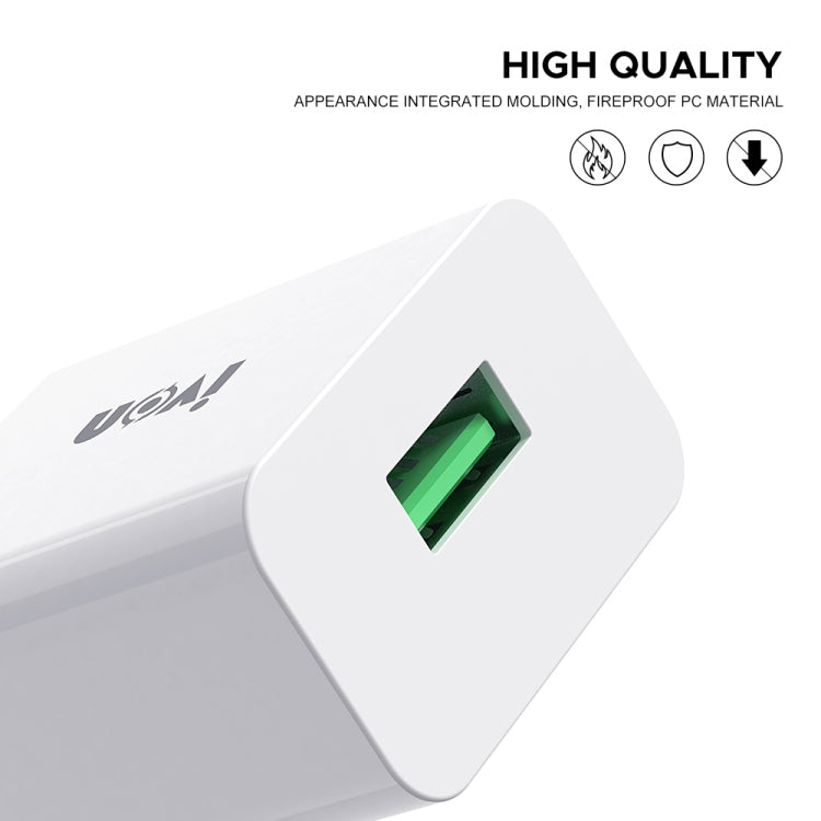 IVON AD-35 2 in 1 18W QC3.0 USB Port Travel Charger + 1m USB to USB-C / Type-C Data Cable Set, EU Plug(White) - USB Charger by IVON | Online Shopping UK | buy2fix