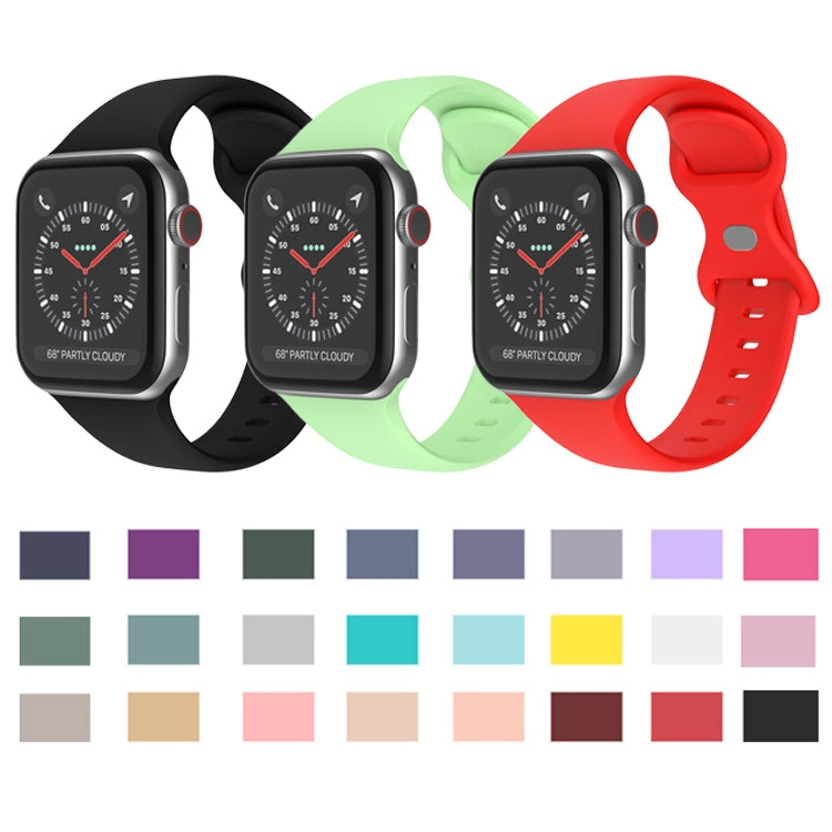 Butterfly Buckle Silicone Watch Band, Size: L For Apple Watch Ultra 49mm&Watch Ultra 2 49mm / Series 9&8&7 45mm / SE 3&SE 2&6&SE&5&4 44mm / 3&2&1 42mm(Pink) - Watch Bands by buy2fix | Online Shopping UK | buy2fix