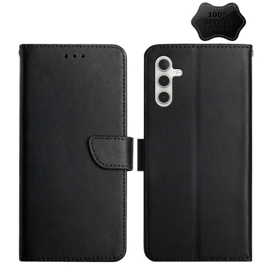 For Samsung Galaxy A13 5G Genuine Leather Fingerprint-proof Horizontal Flip Phone Case(Black) - Galaxy Phone Cases by buy2fix | Online Shopping UK | buy2fix