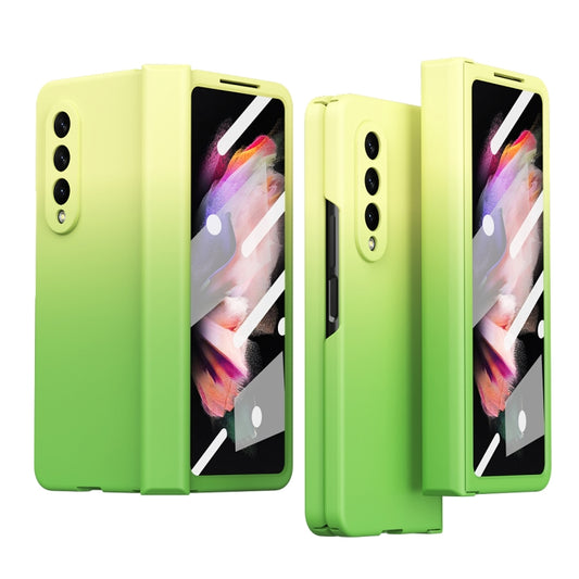 For Samsung Galaxy Z Fold3 5G Gradient Color Hinge Flip Phone Case With Film(Green) - Galaxy Phone Cases by buy2fix | Online Shopping UK | buy2fix