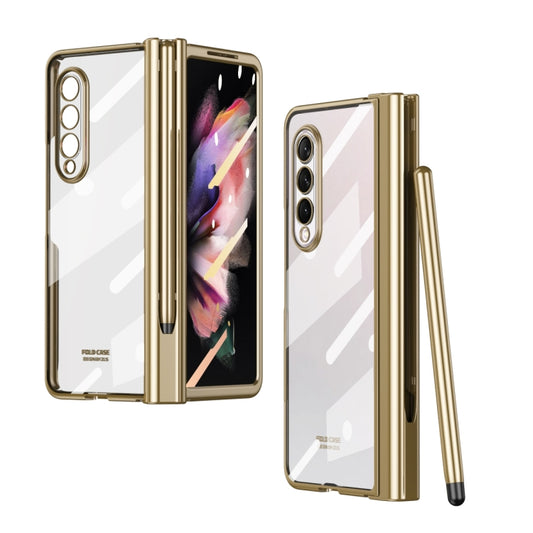 For Samsung Galaxy Z Fold3 5G 360 Full Body Electroplating Hinge Phone Case with Stylus(Gold) - Galaxy Phone Cases by buy2fix | Online Shopping UK | buy2fix