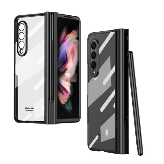 For Samsung Galaxy Z Fold3 5G Electroplating Hinge Phone Case with Stylus(Black) - Galaxy Phone Cases by buy2fix | Online Shopping UK | buy2fix