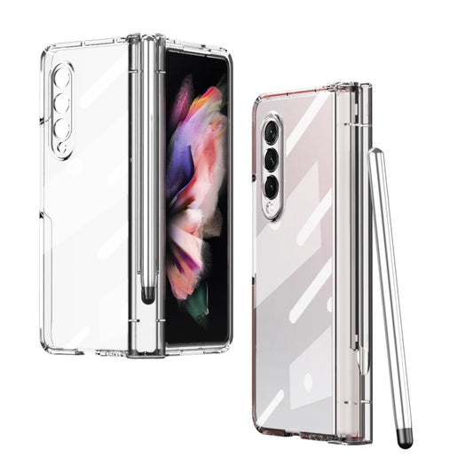 For Samsung Galaxy Z Fold3 5G Electroplating Hinge Phone Case with Stylus(Transparent) - Galaxy Phone Cases by buy2fix | Online Shopping UK | buy2fix