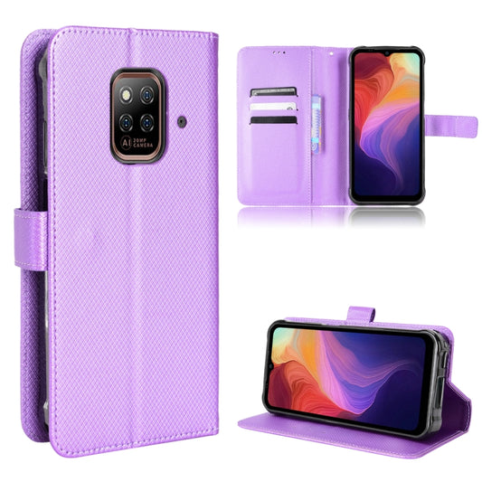 For Ulefone Power Armor 14 / 14 Pro Diamond Texture Leather Phone Case(Purple) - Ulefone Cases by buy2fix | Online Shopping UK | buy2fix