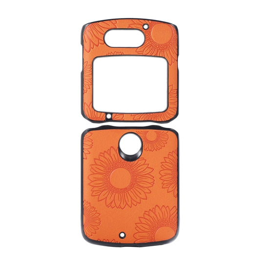 For Motorola Razr 5G Sunflower Pattern PU+TPU+PC Shockproof Phone Case(Orange) - Motorola Cases by buy2fix | Online Shopping UK | buy2fix