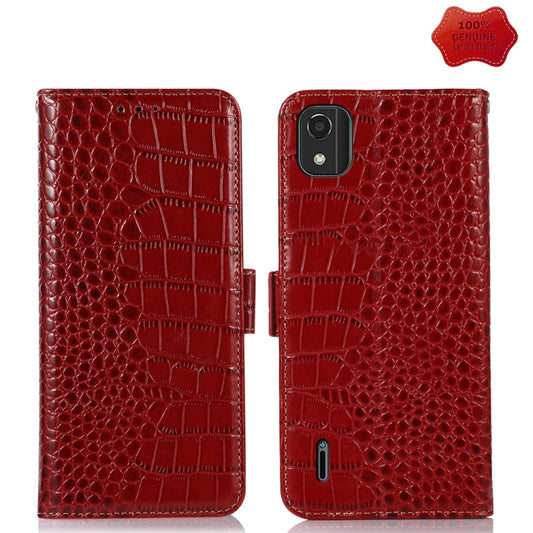 For Nokia C2 2nd Edition Crocodile Top Layer Cowhide Leather Phone Case(Red) - Nokia Cases by buy2fix | Online Shopping UK | buy2fix