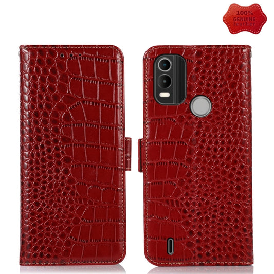 For Nokia C21 Plus Crocodile Top Layer Cowhide Leather Phone Case(Red) - Nokia Cases by buy2fix | Online Shopping UK | buy2fix