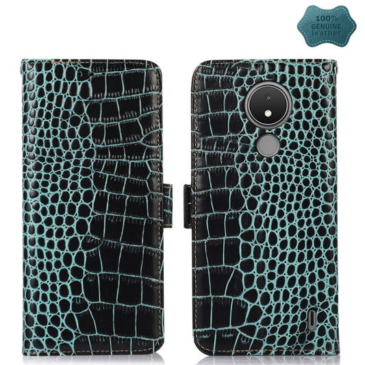 For Nokia C21 Crocodile Top Layer Cowhide Leather Phone Case(Green) - Nokia Cases by buy2fix | Online Shopping UK | buy2fix