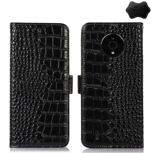 For Nokia C200 Crocodile Top Layer Cowhide Leather Phone Case(Black) - Nokia Cases by buy2fix | Online Shopping UK | buy2fix