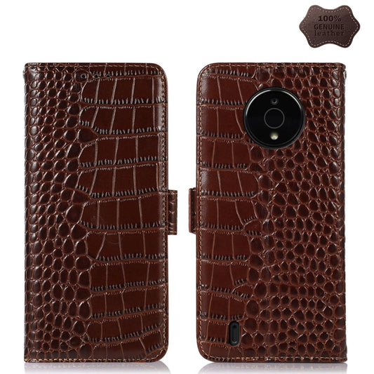 For Nokia C200 Crocodile Top Layer Cowhide Leather Phone Case(Brown) - Nokia Cases by buy2fix | Online Shopping UK | buy2fix