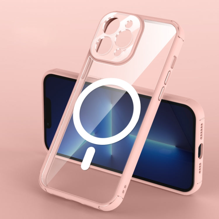 For iPhone 13 Soft Shield MagSafe Magnetic Acrylic Transparent PC Phone Case(Pink) - iPhone 13 Cases by buy2fix | Online Shopping UK | buy2fix