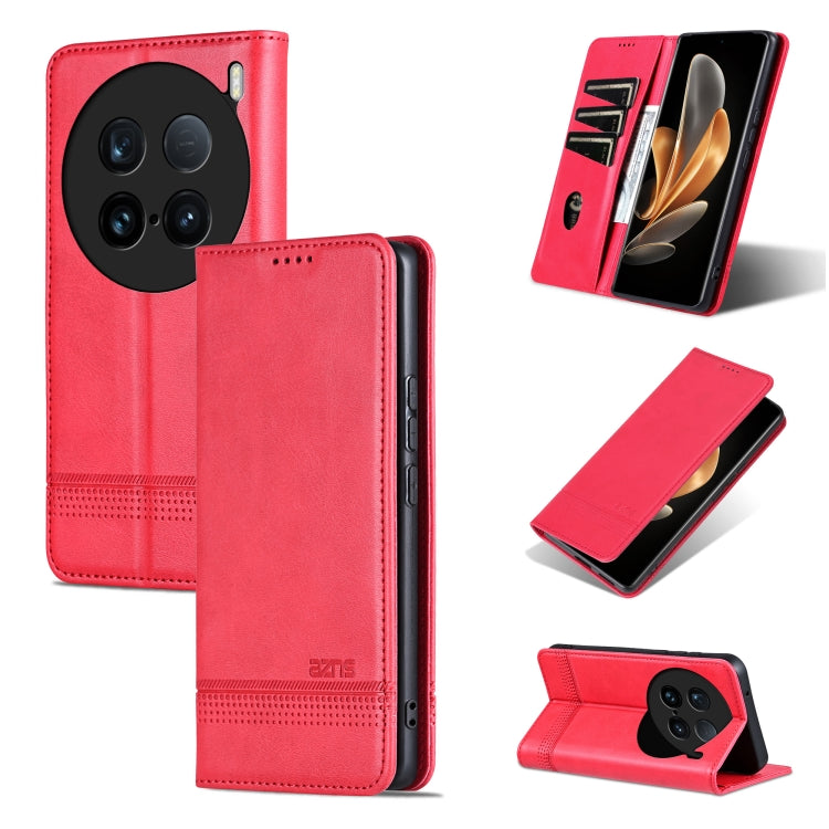 For vivo X100 Ultra AZNS Magnetic Calf Texture Leather Phone Case(Red) - vivo Cases by AZNS | Online Shopping UK | buy2fix