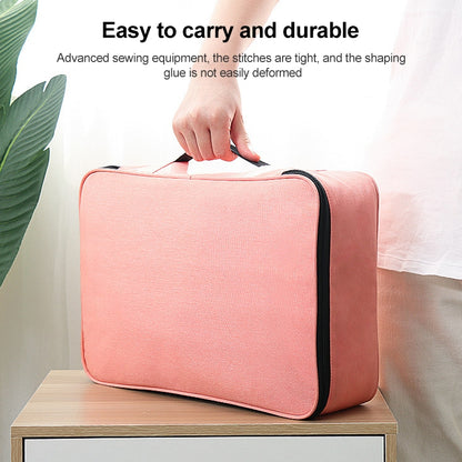 Large Capacity Multi-layers Foldable Fabric Document Storage Bag, Specification:Two Layers-Unlocked(Pink) - Digital Storage Bag by buy2fix | Online Shopping UK | buy2fix