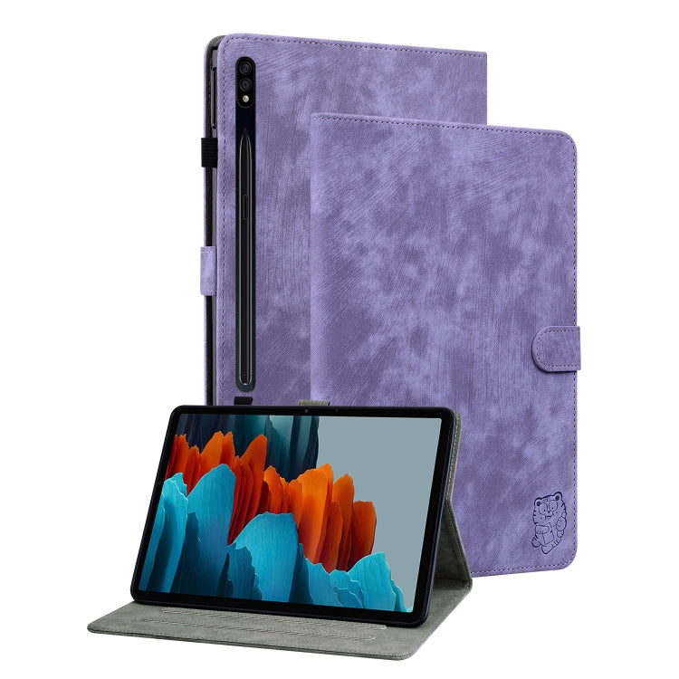 For Samsung Galaxy Tab S9+ Tiger Pattern Flip Leather Tablet Case(Purple) - Galaxy Tab S9+ Cases by buy2fix | Online Shopping UK | buy2fix