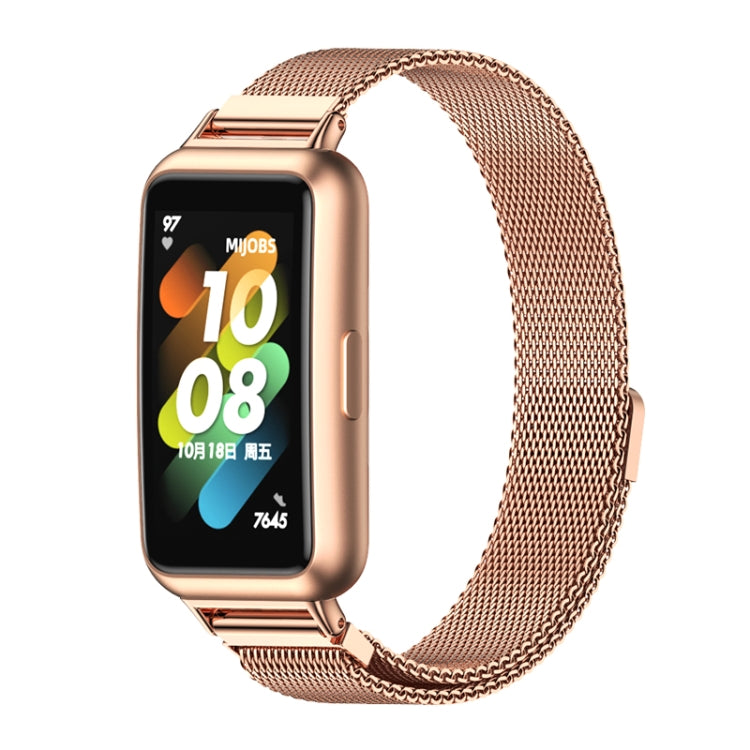 For Huawei Band 7 / 7 NFC MIJOBS Milan Magnetic Stainless Steel Watch Band(Rose Gold) - Watch Bands by MIJOBS | Online Shopping UK | buy2fix