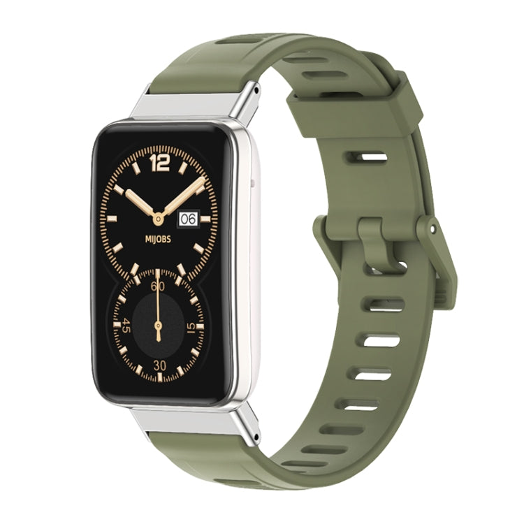 For Xiaomi Mi Band 7 Pro Mijobs Flat Hole TPU Watch Band(Army Green Silver) - Watch Bands by MIJOBS | Online Shopping UK | buy2fix