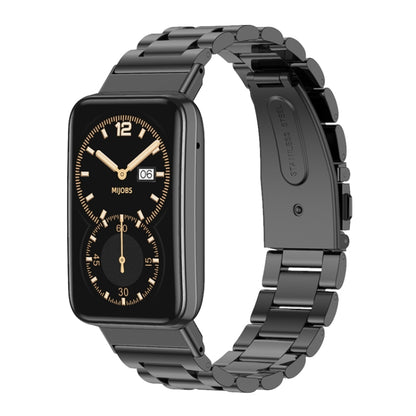 For Xiaomi Mi Band 7 Pro Mijobs Three-bead Metal Stainless Steel Watch Band(Black) - Watch Bands by MIJOBS | Online Shopping UK | buy2fix