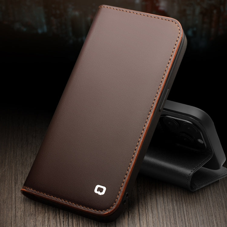 For iPhone 14 Pro QIALINO Business Horizontal Flip PU Phone Case(Brown) - iPhone 14 Pro Cases by QIALINO | Online Shopping UK | buy2fix