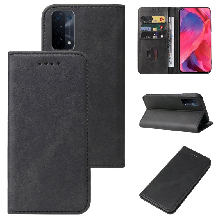 For OPPO A74 5G Magnetic Closure Leather Phone Case(Black) - OPPO Cases by buy2fix | Online Shopping UK | buy2fix