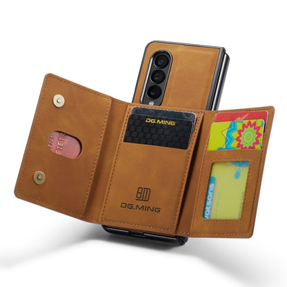 For Samsung Galaxy Z Fold3 5G DG.MING M2 Series 3-Fold Multi Card Bag Phone Case(Brown) - Galaxy Phone Cases by DG.MING | Online Shopping UK | buy2fix