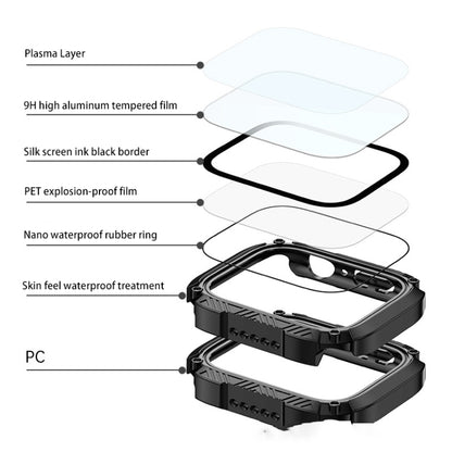 Screen Tempered Glass Film Armor Waterproof Watch Case For Apple Watch Series 8&7 45mm(Red) - Watch Cases by buy2fix | Online Shopping UK | buy2fix