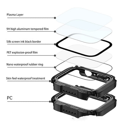 Screen Tempered Glass Film Armor Waterproof Watch Case For Apple Watch Series 8&7 41mm(Yellow) - Watch Cases by buy2fix | Online Shopping UK | buy2fix