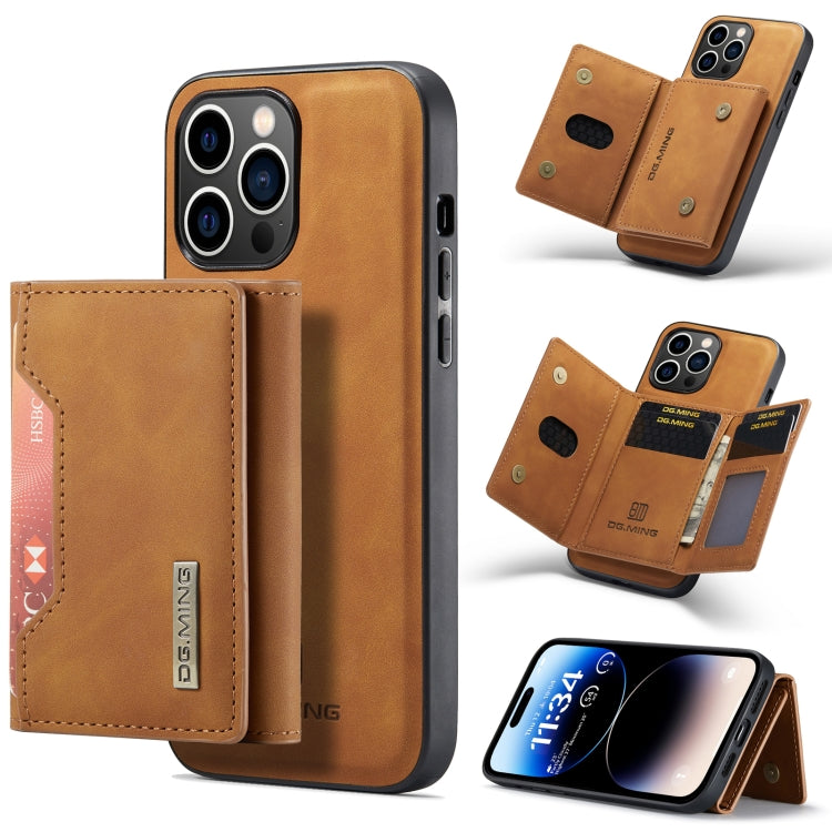 For iPhone 14 Pro Max DG.MING M2 Series 3-Fold Card Bag Leather Case(Brown) - iPhone 14 Pro Max Cases by DG.MING | Online Shopping UK | buy2fix