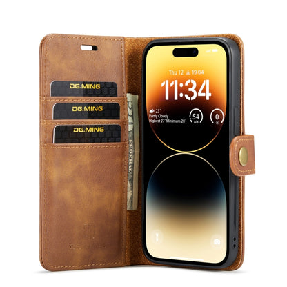 For iPhone 14 Pro Max DG.MING Crazy Horse Texture Detachable Magnetic Leather Case(Brown) - iPhone 14 Pro Max Cases by DG.MING | Online Shopping UK | buy2fix