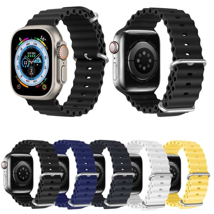 DUX DUCIS Sea Wave Silicone Watch Band For Apple Watch Series 8&7 41mm / SE 2&6&SE&5&4 40mm / 3&2&1 38mm(Black) - Watch Bands by DUX DUCIS | Online Shopping UK | buy2fix