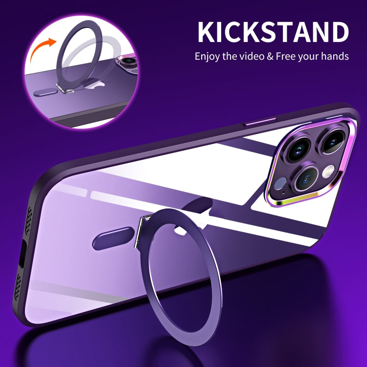 For iPhone 14 Pro Magsafe Invisible Holder Phone Case(Purple) - iPhone 14 Pro Cases by buy2fix | Online Shopping UK | buy2fix