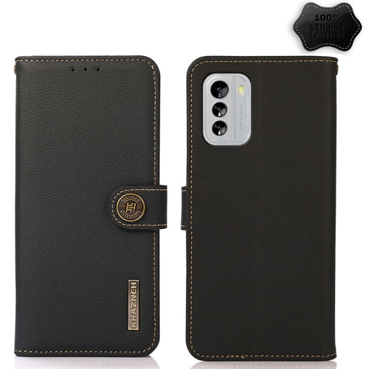 For Nokia G60 5G KHAZNEH Custer Genuine Leather RFID Phone Case(Black) - Nokia Cases by buy2fix | Online Shopping UK | buy2fix