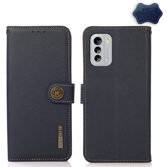 For Nokia G60 5G KHAZNEH Custer Genuine Leather RFID Phone Case(Blue) - Nokia Cases by buy2fix | Online Shopping UK | buy2fix