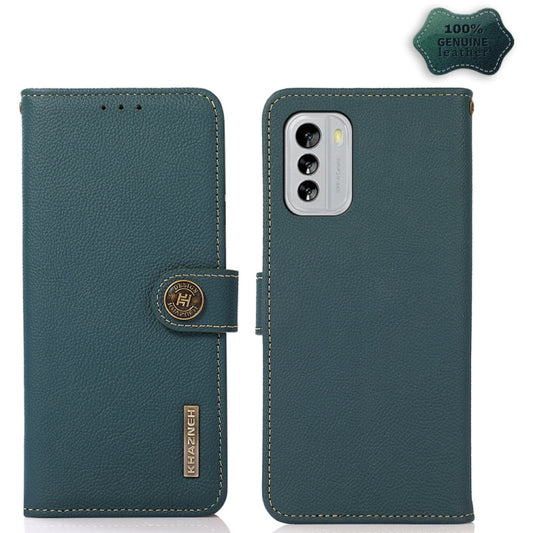 For Nokia G60 5G KHAZNEH Custer Genuine Leather RFID Phone Case(Green) - Nokia Cases by buy2fix | Online Shopping UK | buy2fix