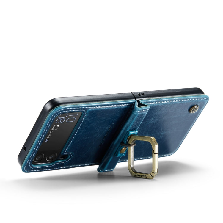 For Samsung Galaxy Z Flip4 CaseMe 003 Crazy Horse Texture Leather Phone Case with Lanyard(Blue) - Galaxy Z Flip4 5G Cases by CaseMe | Online Shopping UK | buy2fix