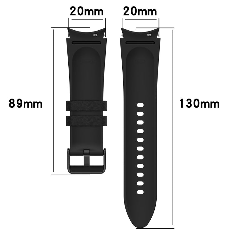 For Samsung Galaxy Watch5 44mm / 40mm Silicone Leather Black Buckle Watch Band, Size:L(White) - Watch Bands by buy2fix | Online Shopping UK | buy2fix