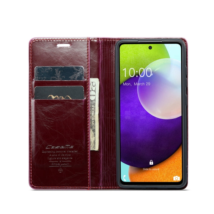 For Samsung Galaxy A52 CaseMe 003 Crazy Horse Texture Leather Phone Case(Wine Red) - Galaxy Phone Cases by CaseMe | Online Shopping UK | buy2fix