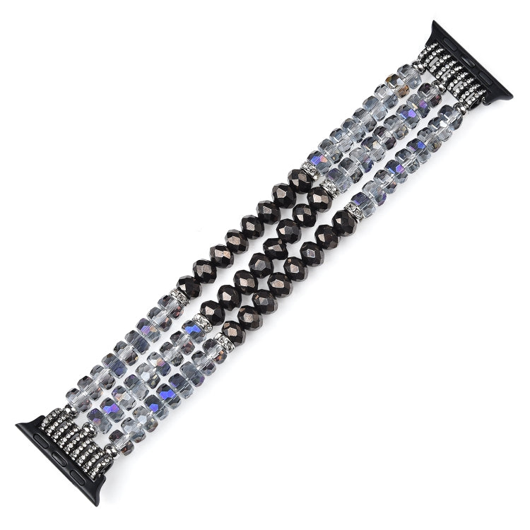 For Apple Watch 5 & 4 44mm / 3 & 2 & 1 42mm Pearl Crystal Watch Band(Crystal Grey) - Watch Bands by buy2fix | Online Shopping UK | buy2fix