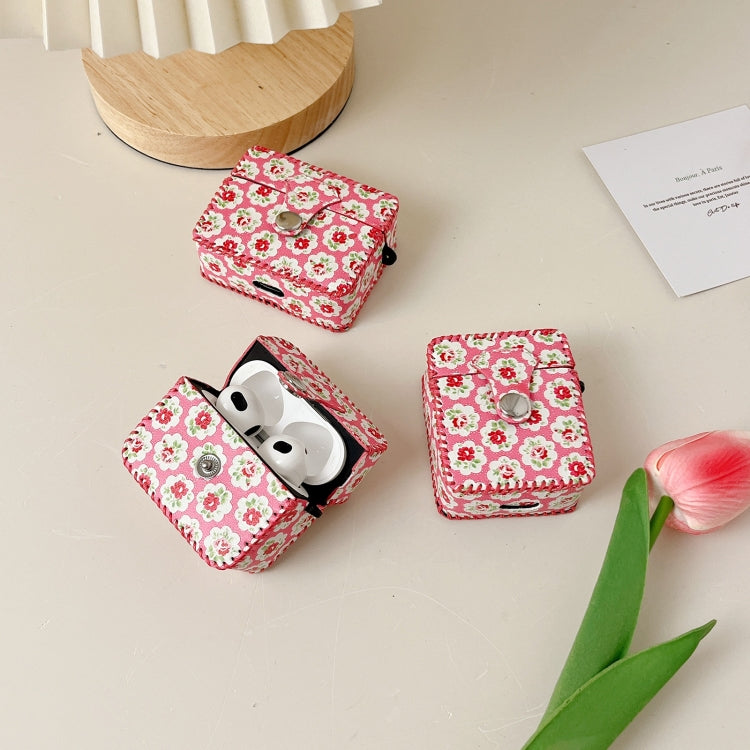 For AirPods 3 PU Leather Wireless Earphone Case(Little Red Flower) - For AirPods 3 by buy2fix | Online Shopping UK | buy2fix