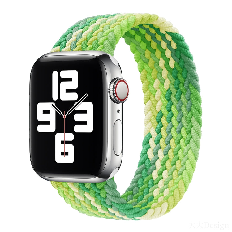 Nylon Single-turn Braided Watch Band For Apple Watch Ultra 49mm / Series 8&7 45mm / SE 2&6&SE&5&4 44mm / 3&2&1 42mm, Length:135mm(Limes) - Watch Bands by buy2fix | Online Shopping UK | buy2fix