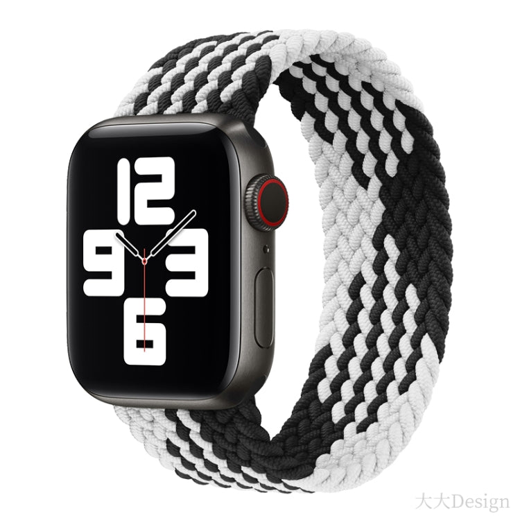 Nylon Single-turn Braided Watch Band For Apple Watch Ultra 49mm / Series 8&7 45mm / SE 2&6&SE&5&4 44mm / 3&2&1 42mm, Length:135mm(Z Black White) - Watch Bands by buy2fix | Online Shopping UK | buy2fix