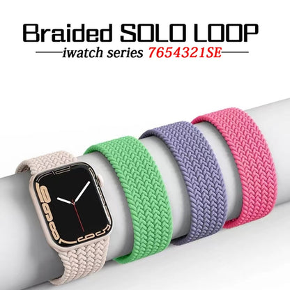 Nylon Single-turn Braided Watch Band For Apple Watch Ultra 49mm&Watch Ultra 2 49mm / Series 9&8&7 45mm / SE 3&SE 2&6&SE&5&4 44mm / 3&2&1 42mm, Length:145mm(Bright Green) - Watch Bands by buy2fix | Online Shopping UK | buy2fix