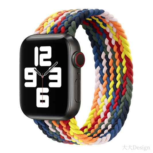 Nylon Single-turn Braided Watch Band For Apple Watch Ultra 49mm / Series 8&7 45mm / SE 2&6&SE&5&4 44mm / 3&2&1 42mm, Length:155mm(Colorful) - Watch Bands by buy2fix | Online Shopping UK | buy2fix