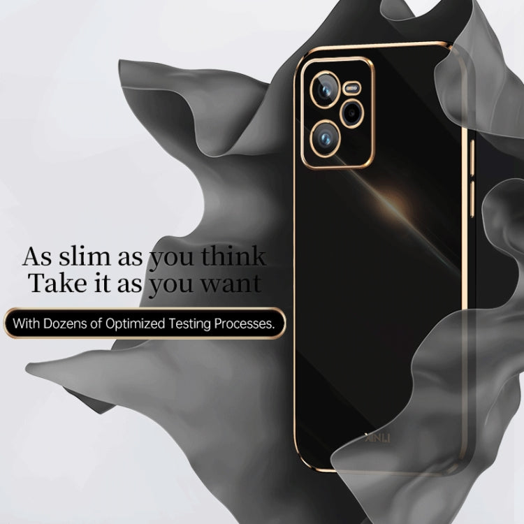 For Realme C35 XINLI Straight 6D Plating Gold Edge TPU Phone Case(Black) - Realme Cases by buy2fix | Online Shopping UK | buy2fix