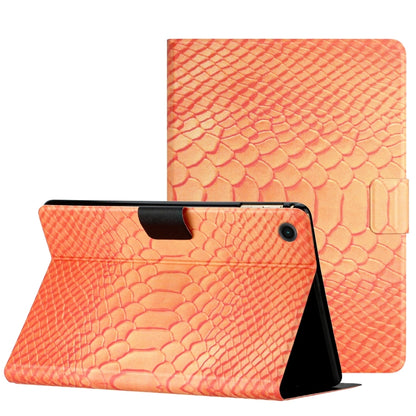 For Samsung Galaxy Tab A8 Solid Color Crocodile Texture Leather Smart Tablet Case(Orange) - Other Galaxy Tab PC by buy2fix | Online Shopping UK | buy2fix