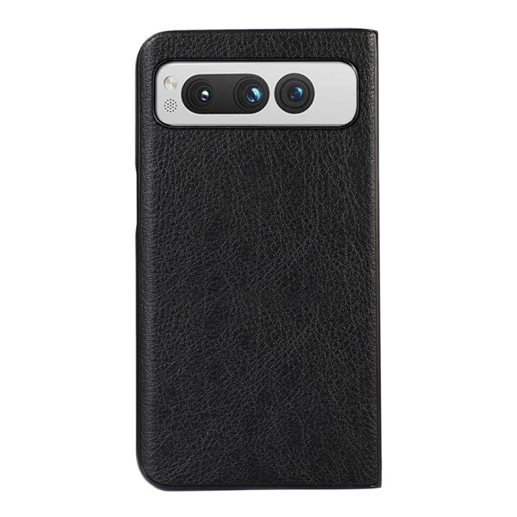 For Google Pixel Fold Two-color Litchi Texture PU Phone Case(Black) - Google Cases by buy2fix | Online Shopping UK | buy2fix