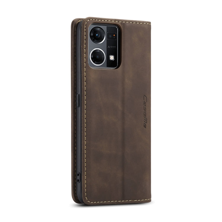 For OPPO Reno7 4G Indonesia/F21 Pro 4G/Reno8 4G CaseMe 013 Multifunctional Horizontal Flip Leather Phone Case(Coffee) - OPPO Cases by CaseMe | Online Shopping UK | buy2fix