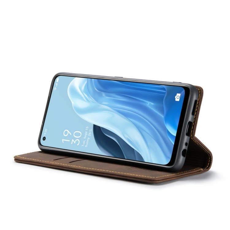 For OPPO Reno7 4G Indonesia/F21 Pro 4G/Reno8 4G CaseMe 013 Multifunctional Horizontal Flip Leather Phone Case(Coffee) - OPPO Cases by CaseMe | Online Shopping UK | buy2fix