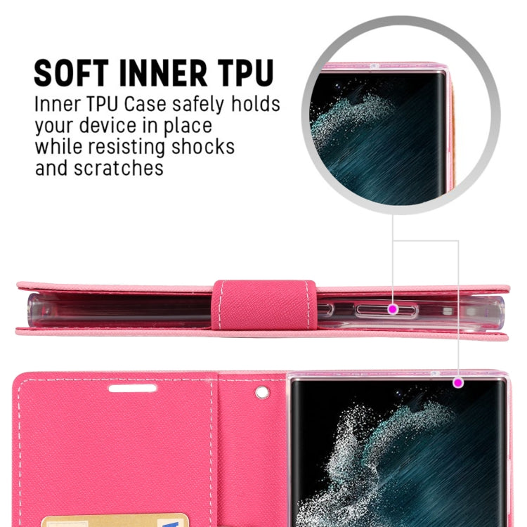 For Samsung Galaxy S23 Ultra 5G GOOSPERY FANCY DIARY Cross Texture Leather Phone Case(Pink) - Galaxy S23 Ultra 5G Cases by GOOSPERY | Online Shopping UK | buy2fix