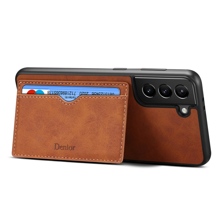 For Samsung Galaxy S23 5G Denior PU Single Card Slot Holder Phone Case(Brown) - Galaxy S23 5G Cases by Denior | Online Shopping UK | buy2fix